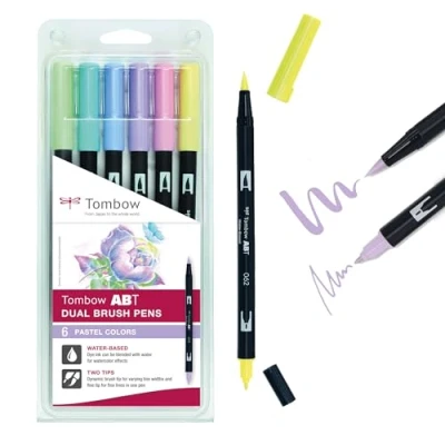 Image de Tombow ABT 6P 2 Feutres pinceau à pointes Multicolore Lot de 6