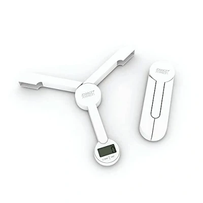 Image de Joseph Tri Scale Balance de cuisine numérique avec écran LCD, Fonction Tare et Conversion Liquide, Compacte, pliable, peu encombrante, batterie incluse, Blanc