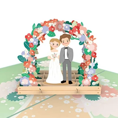 Image de papercrush® Carte pop up de mariage 3D amusante avec fleurs, cadeau félicitations et d&#039;argent pour vœux faite à la main le bureau d&#039;enregistrement