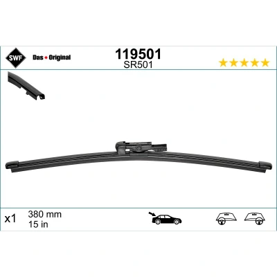 Image de Essuie glace SWF 119501, Visioflex Longueur 380mm, Arrière, 1 pièce