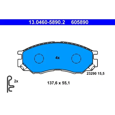 Image de ATE 13.0460 5890.2 Jeu de plaquettes frein avec indicateur d&#039;usure MITSUBISHI: L200 III Pick up, L400 / Space Gear Minibus