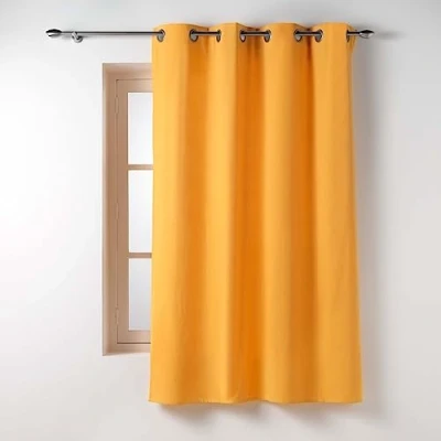 Image de douceur d&#039;intérieur, Rideau à Oeillets (135 x 180 Cm) Twily Jaune, Coton / Polyester Recyclé