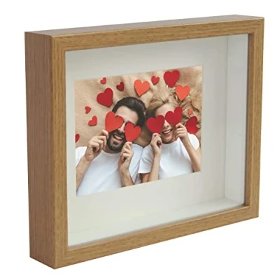 Image de BD ART Boîte 3D 21 x 30 cm Rectangulaire En chêne À remplir Plus profond Pour objets, souvenirs de 3 décoration murale ou bureau