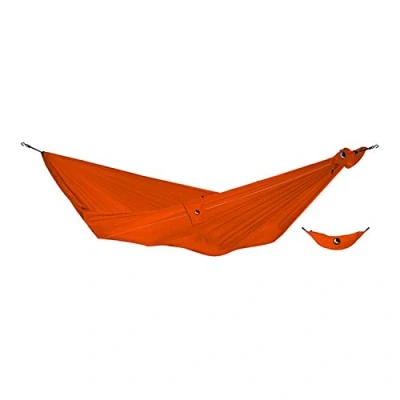 Image de Ticket to the Moon Fair Trade &amp; Artisanal Compact Hamac Orange pour Voyages, Camping, Jardin, Maison, 3.2 * 1.55m, 480g, Durable Nylon en Soie De Parachute, Installation &lt; 1min