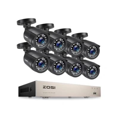 Image de ZOSI H.265+ 5MP Lite DVR avec 2MP Caméra de Surveillance Extérieure IP66, Vision Nocturne 80 Pieds, APP Gratuite pour Accès à Distance par Smartphone Disque Dur Non fourni