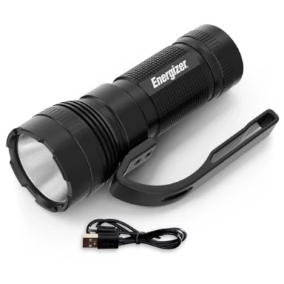 Image de Energizer Lampe torche tactique LED rechargeable, projecteur lumineux, incassable et résistant à l&#039;eau, chargeur d&#039;autres appareils, câble de charge USB inclus