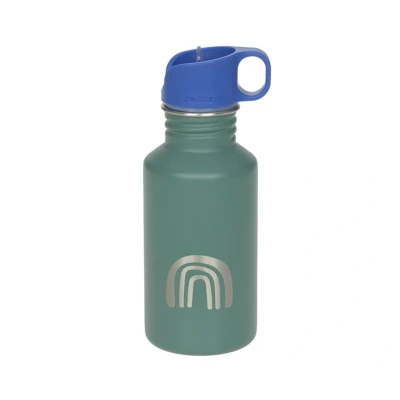 Image de LÄSSIG Gourde en acier inoxydable sans BPA 500 ml pour enfants, crèche, maternelle, anti fuite avec bouchon boisson sportive/bouteille Little Gang vert arc ciel