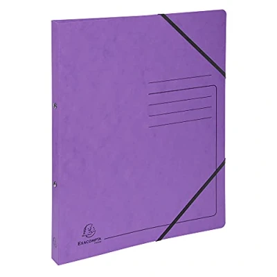 Image de Exacompta réf. 542558E 1 Classeur carte lustrée imprimée avec élastiques 2 anneaux ronds diamètre 15 mm Dos 20 Dimensions extérieures : 32 x 25 cm Format à classer A4 Coloris violet