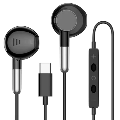 Image de Écouteurs USB C pour iPhone 15/16,HiFi stéréo Casque Type intra auriculaire filaire avec microphone et contrôle de volume Compatible i Pad Pro/Air,Galaxy S24 Ultra/S23/S22, H uawei,X iaomi Noir