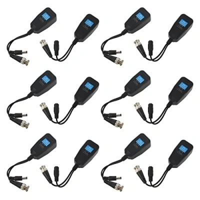 Image de Uooduby Balun VidéO Passif HD CVI/TVI/AHD avec Connecteur d&#039;alimentation et émetteur de Données RJ45 CAT5 6 Paire