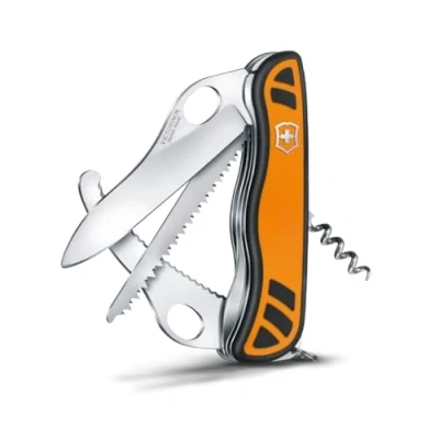 Image de Victorinox Hunter Xt Grip, Couteau de Poche Chasse Suisse, Multifonction, 6 Fonctions, Lame Fixe, Tire Bouchon, Orange/Noir