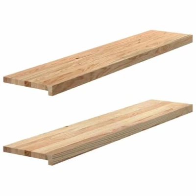 Image de vidaXL Appuis de fenêtre 2 pcs bois chêne massif non traité, rebord fenêtre, appui en chêne,