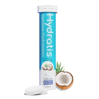 Image de HYDRATIS Pastilles Effervescentes Noix de Coco Optimise l&#039;Hydratation Riche en Minéraux Faible Sucre Goûts Légers Sport, Crampes, Récupération 20