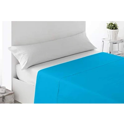 Image de Miracle Home Drap de dessus réglable, doux et confortable, 50 % coton, polyester, turquoise, 90 cm
