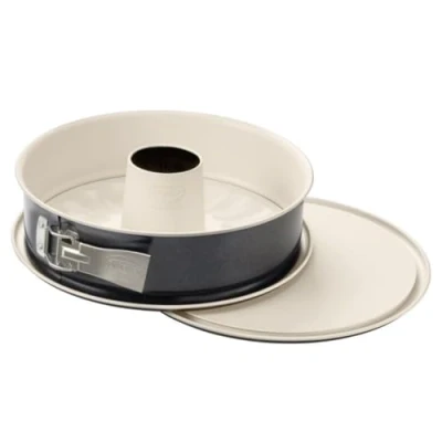 Image de Dr Oetker 4853 moule à manqué avec charnière, gâteau, rond, savarin, Acier inoxydable, Céramique, Crème, Gris Anthracite, 28 cm x 7,5