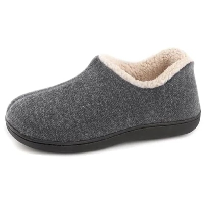 Image de ULTRAIDEAS Chaussons Femme Hiver en Mousse à Mémoire Pantoufles Femmes Chaudes avec Doublure Laine Coton Mélangé Semelle Antidérapante pour Intérieur et Extérieur, Gris, 40 EU