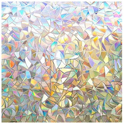 Image de rabbitgoo Film pour Vitre a Motif, Occultant Fenêtre Effet Arc en Ciel 90x200cm, Électrostatique Décoratif, Opaque Vitrage 3D, Anti Regard Chambre, Cuisine