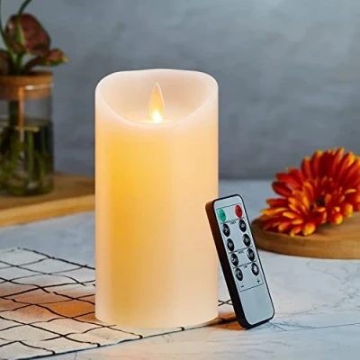 Image de Bougies LED, Sans Flamme Vacillantes, à Piles, en Cire Réelle avec Télécommande, Fonction de Minuterie, Dimmable pour Décoration Mariage Anniversaire Soirée 15cm Ivoire