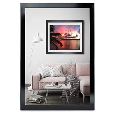 Image de Cadre photo 10 x 15 cm blanc en bois acrylique portrait décoratif sans image Alice, Bois, noir brillant, 40 80