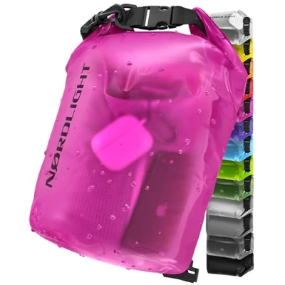 Image de Sac Étanche 2L Dry Bag (Rose) Imperméable avec Fermeture Roll Top Et Bandoulière Natation, Plage, Canoë, Stand Up Paddle, Plongée