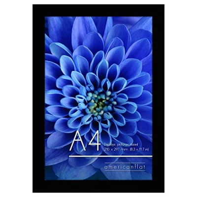 Image de Americanflat Cadre photo A4 Noir MDF avec Verre Incassable Poli Format Horizontal et Vertical pour Mur Dessus de Table 21,08x29,71 cm