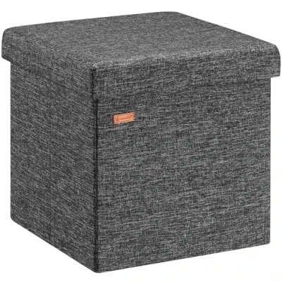Image de Casaria® Tabouret Cube Espace de Rangement Pouf 40 x cm Coffre Repose Pied siège Gris foncé