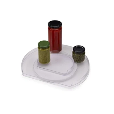 Image de Joseph FridgeStore Organisateur de réfrigérateur rotatif à 360º Lazy Susan Stockage des aliments plateau tournant, surface texturée, base antidérapante, sans BPA, Black