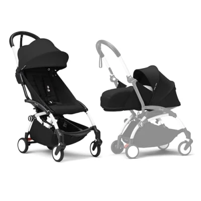 Image de Poussette Stokke YOYO3 avec pack nouveau né et couleur 6+ Comprend un cadre blanc, YOYO (noir) 0+