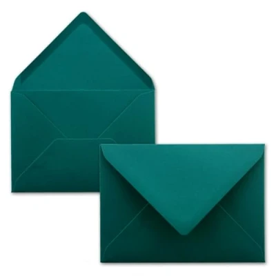 Image de Lot de 25 enveloppes B6 17,5 x 12,5 cm Bleu pétrole Fermeture humide avec rabat pointu 120 g/m² Pour mariage, cartes vœux, invitations