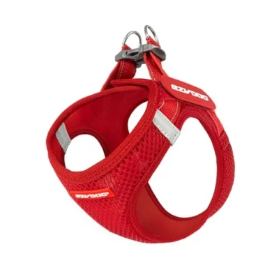 Image de EzyDog Harnais Petit Chien FORMFIT léger et réglable en Maille Respirante 3D avec Bandes réfléchissantes Anneaux métal pour Chiots Petits Chiens (S, Rouge)