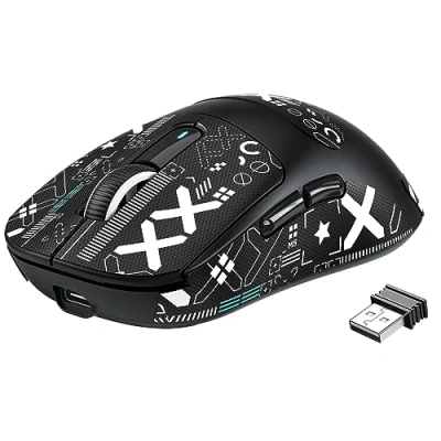 Image de VGN GAMEPOWER Attack Shark X3 Superlight Souris Gamer sans Fil, 49g Ultra Léger Gaming, 26,000 DPI, PixArt PAW3395, 2.4G/Filaire/Bluetooth, Grip Tape, Batterie 200Heures, PC/Mac, Noir