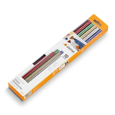 Image de Steinel 064891 Bâtonnets de colle à paillettes Ø 11 mm 10 bâtonnets, 200 g, longueur, hotmelt coloré en 5 couleurs différentes, pièce, quantité