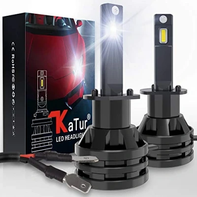 Image de KATUR H1 LED Ampoules de Phare Mini Conception améliorée puces 12000 lumens Kit Conversion phares étanche Tout en Un à 55W 6500K Xenon White 2 Ans Garantie