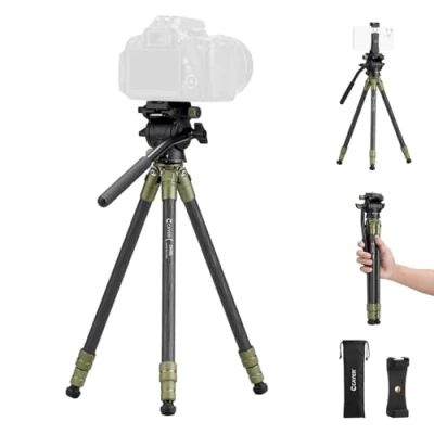 Image de Cayer CH10L trépied en Fibre de Carbone avec rotule Miniature S1, Bureau Compact 28&quot;, pour appareils Photo sans Miroir, caméscope, téléphone Portable, Webcam