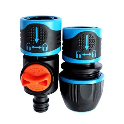 Image de GRÜNTEK Raccord de tuyau et connecteur 1/2 &#039;, 3/4&#039;, 5/8 &#039; avec arrêt d&#039;eau système Aqua Stop.