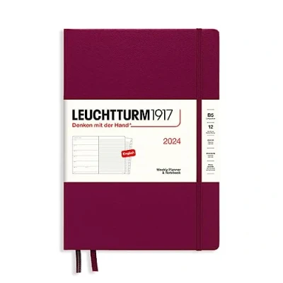 Image de LEUCHTTURM1917 367756 Agenda semainier et bloc notes Composition (B5) 2024 12 mois Port Red En anglais