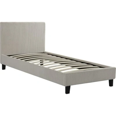 Image de Lit simple en velours côtelé HABITAT ET JARDIN Ambre 90 x 190 cm Beige Structure Bois