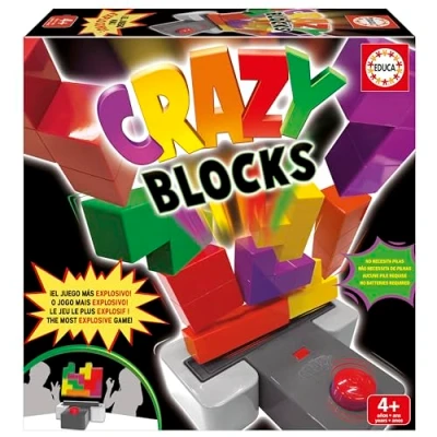 Image de Educa Crazy Blocks Le Jeu de Blocs Plus explosif. Soyez Les Rapides ou Ils sauteront dans airs. Deux Niveaux difficulté. A partir 4 Ans (20089)