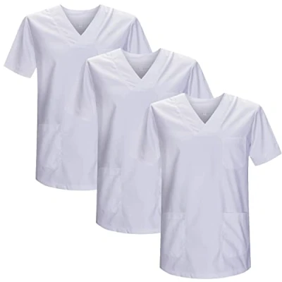 Image de Misemiya Pack 3 Pcs SANITAIRE CASACA Unisexe Uniformes SANITAIRES Uniforme MEDICALE Réf 817 * 4XL, Blanc 21