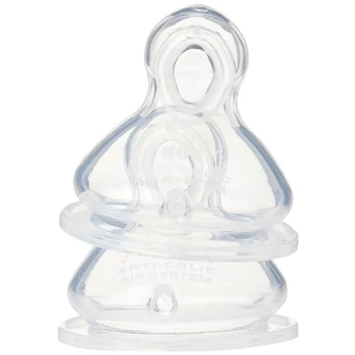 Image de NUK First Choice+ Baby Bottle Teat, 6 18 Months, Silicone with Medium Feed Hole, Anti Colic, 2 Count
