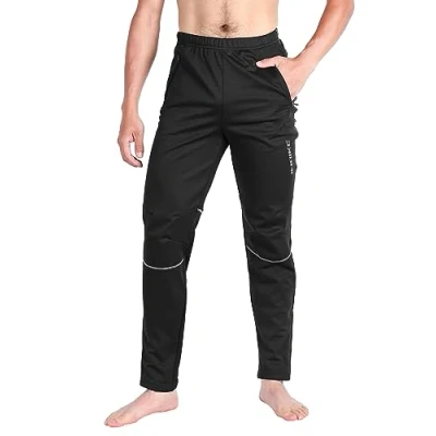 Image de INBIKE Pantalon de Cyclisme VTT Velo Route Homme Cycliste Thermique Coupe Vent Impermeable Chaud Polaire Sport d&#039;hiver Jogging Ski Randonnee Noir M