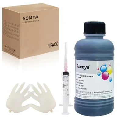 Image de Cartouche d&#039;imprimante Universelle 250ml 8.79oz Noir Recharge d&#039;encre Canon LEXMARK Brother Ricoh Rechargeable et Encre de Teinture CISS avec seringue Gants (250ML)