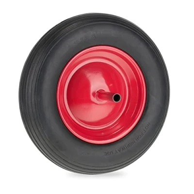 Image de Relaxdays Roue de brouette 3.50 8 avec axe Fixe, Pneu PU, Jante en Acier, Charge maximale : 120 kg, Noir et Rouge