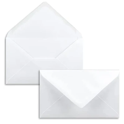 Image de Lot de 50 enveloppes blanches au format spécial 125 x 195 mm Plus grandes que B6 Fermeture par humidification Sans fenêtre Idéal pour Noël et invitations