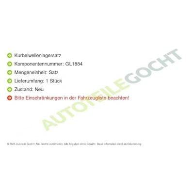 Image de KOLBENSCHMIDT MS 1450A STD Kit de coussinet vilebrequin