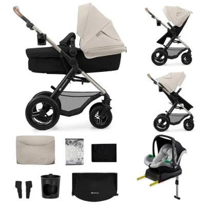 Image de Kinderkraft MOOV2 AIR poussette 4 en 1 Mink PRO I Size, système de voyage, bébé, pliable, la naissance à 3 ans, Gris