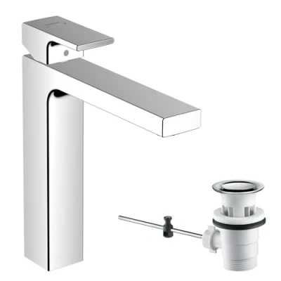 Image de hansgrohe Vernis Shape Mitigeur de lavabo 190 avec tirette et vidage synthétique, chromé, 71562000