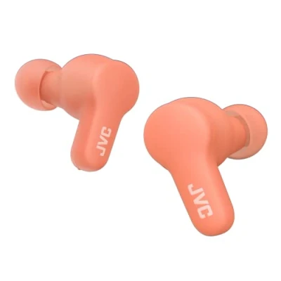 Image de JVC Gumy True Wireless, Écouteurs en élastomère Doux et Lisses, Plusieurs Modes sonores, Bluetooth 5.3, Autonomie de Batterie 24H, IPX4 Imperméable à la Pluie, HA Z77T P (Rose Pêche)