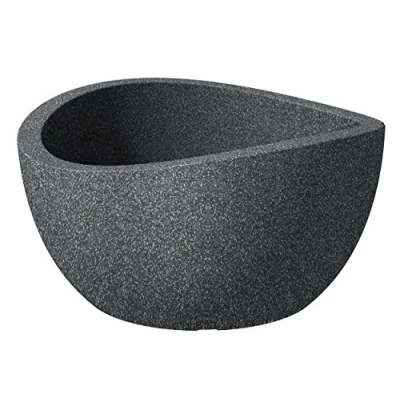 Image de Scheurich 55367 252/40 Wave Globe Coupe de Fleurs Plastique Granit Noir Diamètre 40 cm