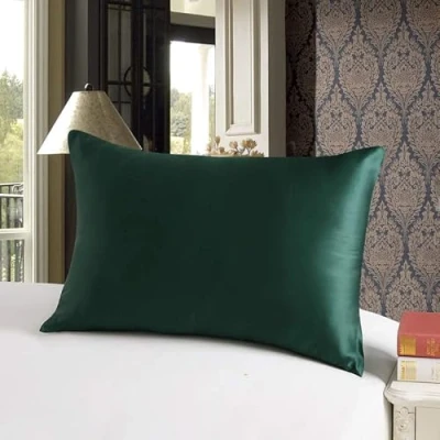 Image de townssilk Taie d&#039;oreiller 100% Pure Soie de mûrier des Deux côtés 19 mm pour Les Cheveux et la Peau, 40 x 80 cm, Housse Coussin avec Fermeture éclair dissimulée, émeraude